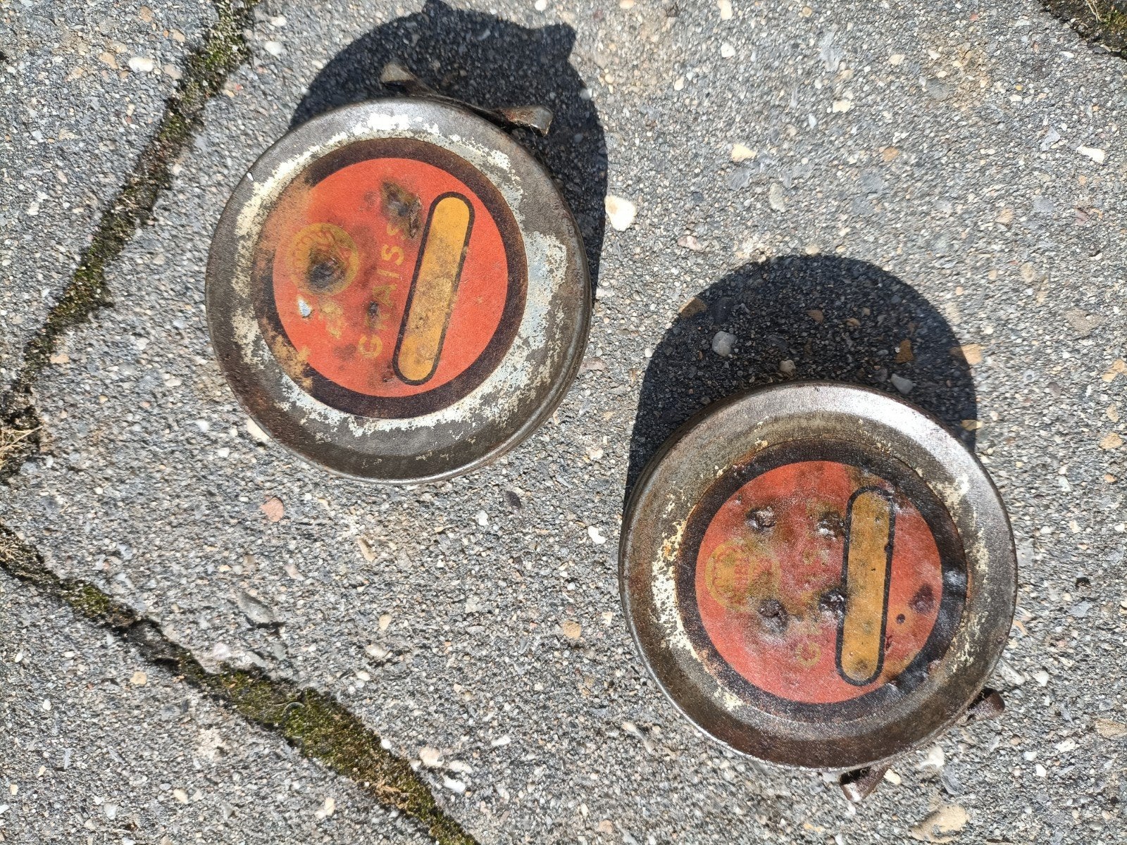 Oude Shell vetpotjes / olieblikjes, Ophalen of Verzenden, Gebruikt