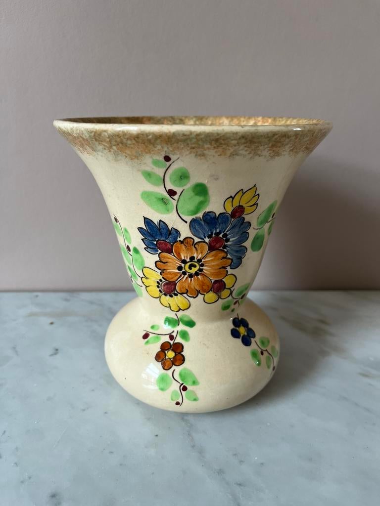 Handbeschilderde keramische bloemenvaas, Ophalen of Verzenden