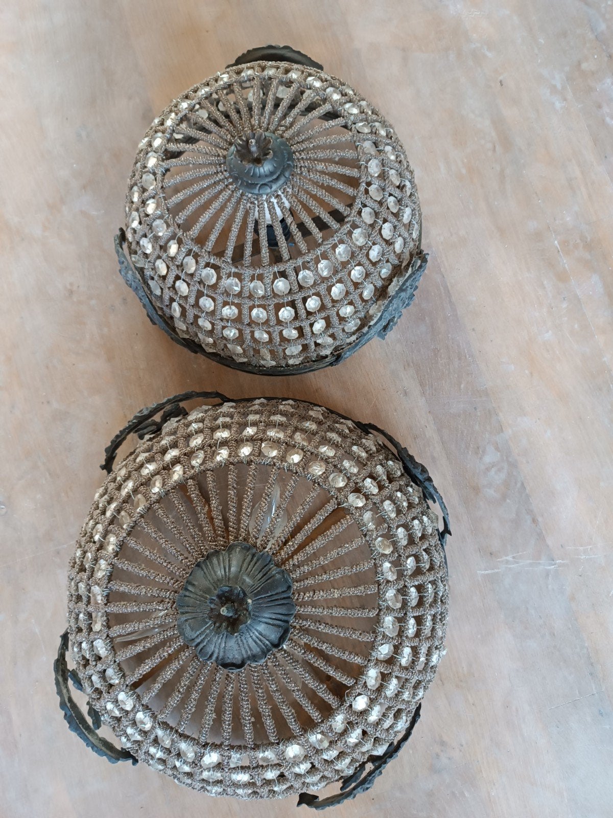 brocante antieke plafonnière, Huis en Inrichting, Ophalen, Gebruikt, Plafondlamp