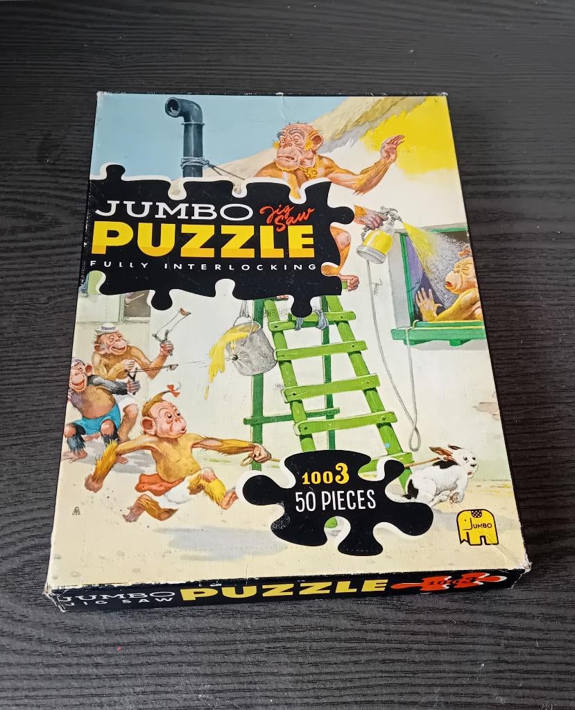 Jumbo puzzel puzzle jaren 60: aap als schilder, Ophalen, Minder dan 500 stukjes, Gebruikt, Legpuzzel