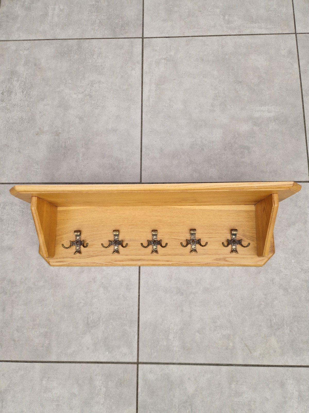 Blank eiken wandkapstok met 5 haken, Huis en Inrichting, Ophalen