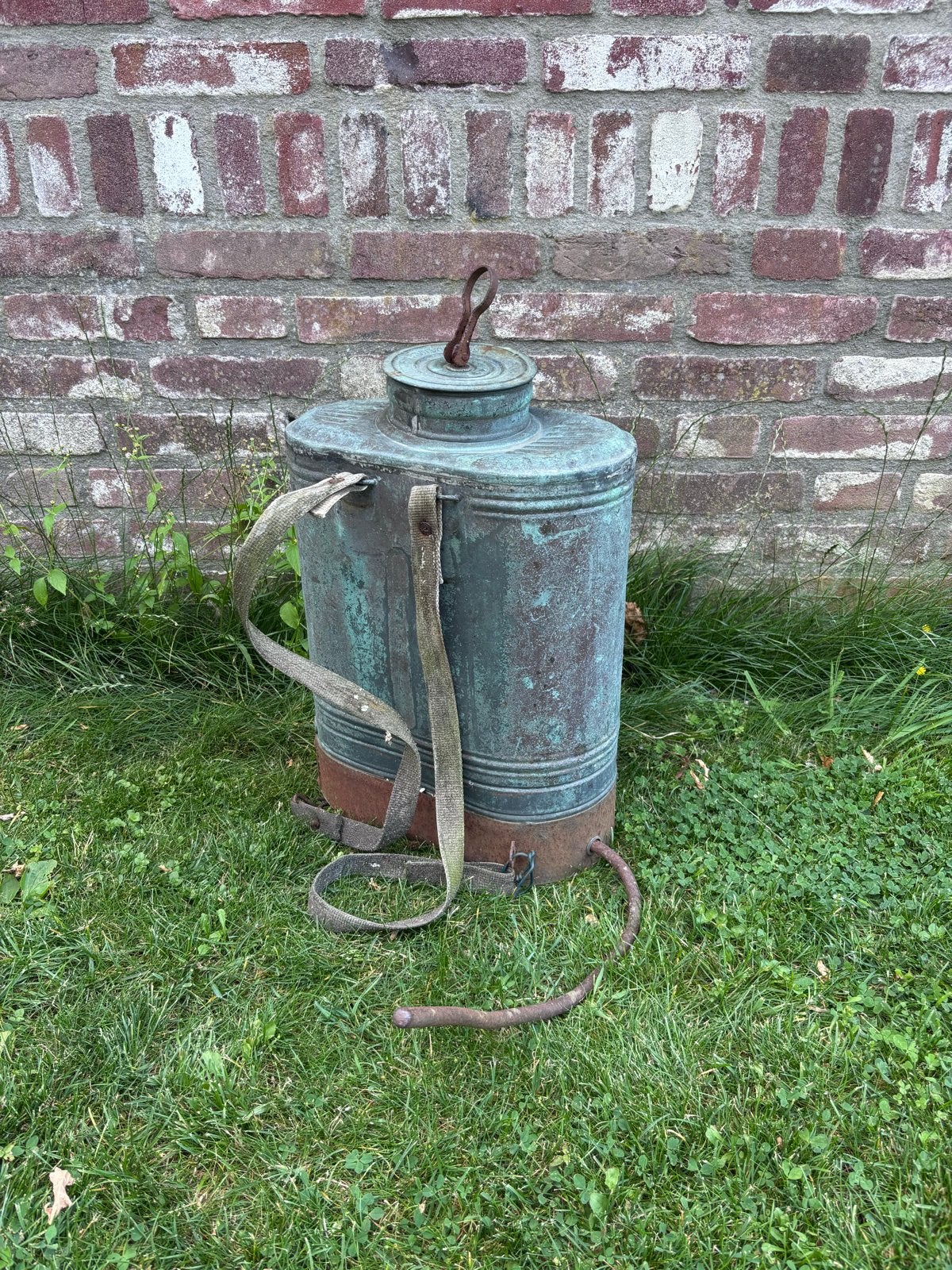 Antieke Koperen Gifspuit - Decoratief Tuinstuk, Antiek en Kunst, Ophalen, Koper