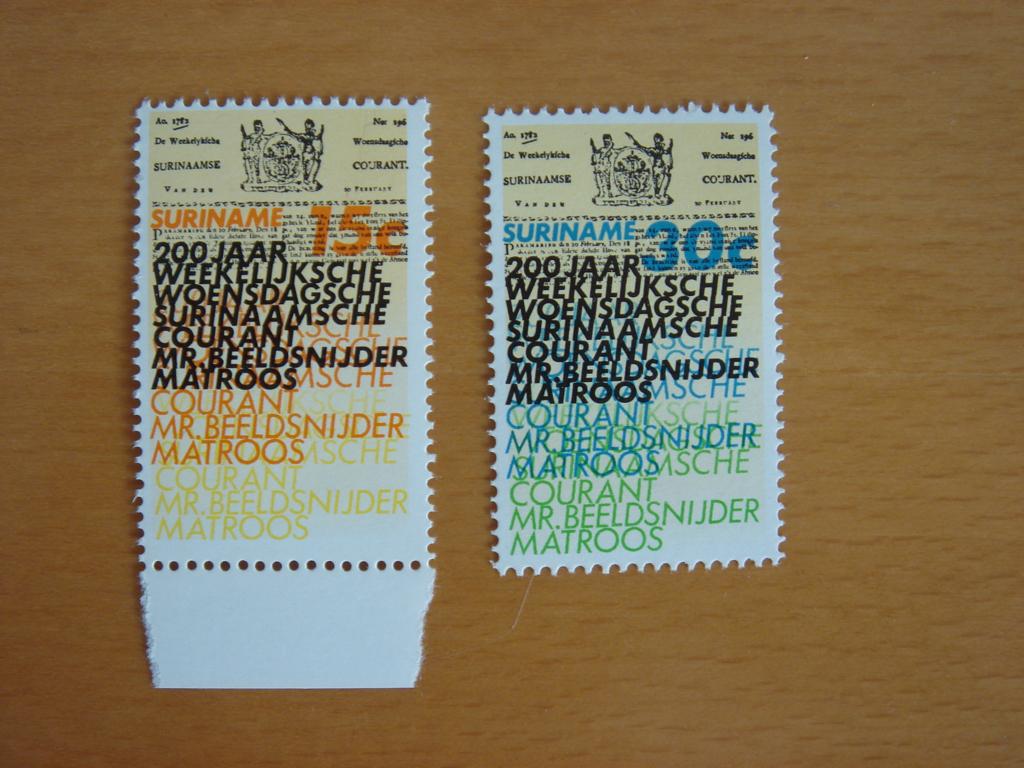 Suriname 1974 NVPH 625 en 626 Surinaamse krant, Ophalen of Verzenden, Postfris
