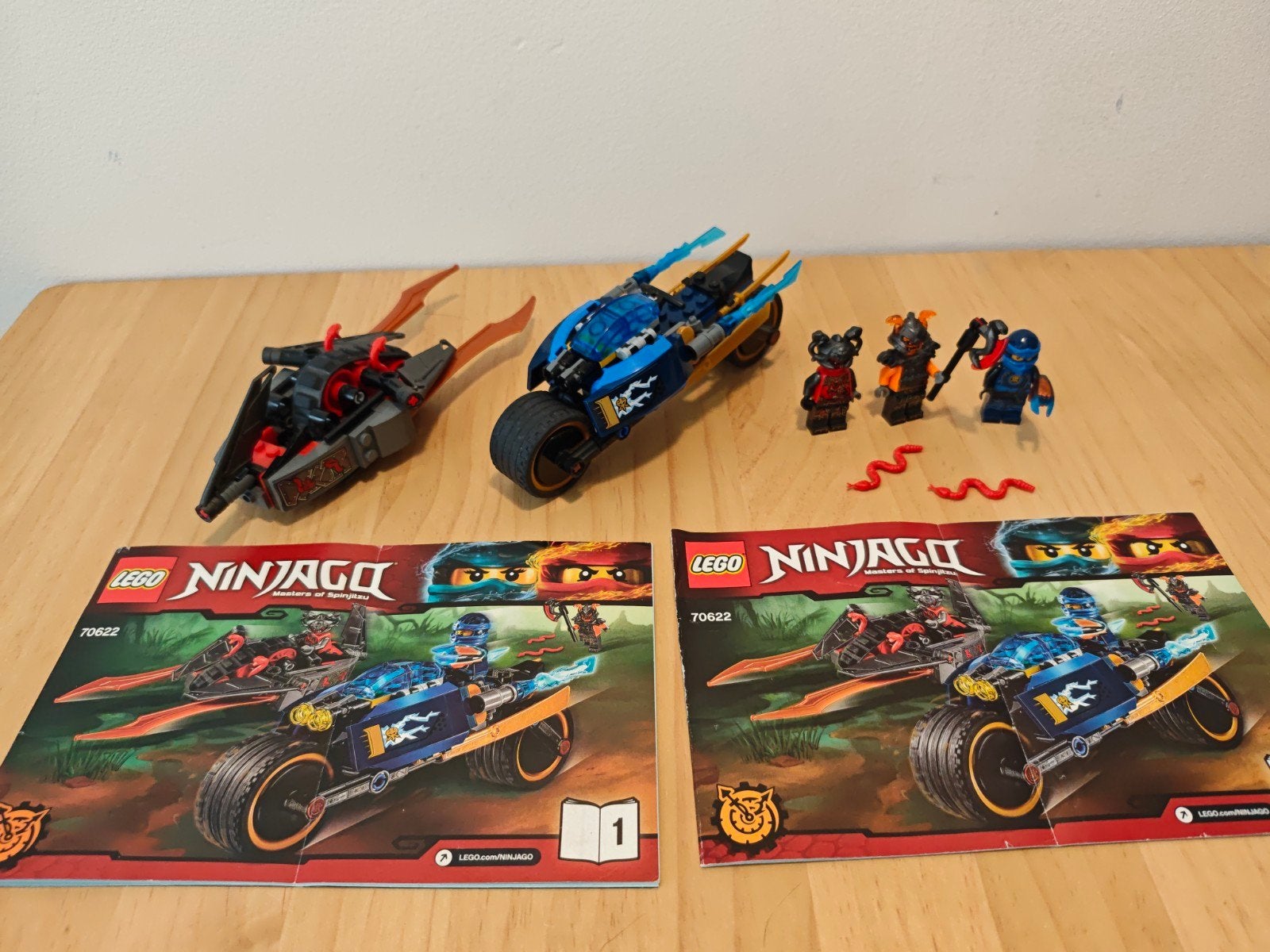 Lego Ninjago 70622 Bliksemstraal-motor 100% compleet, Gebruikt, Lego, Ophalen of Verzenden, Inclusief instructies