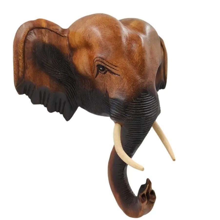 Handgemaakte houten olifantenkop voor aan de muur, Western Deco, Nieuw, Ophalen of Verzenden, Zoetermeer
