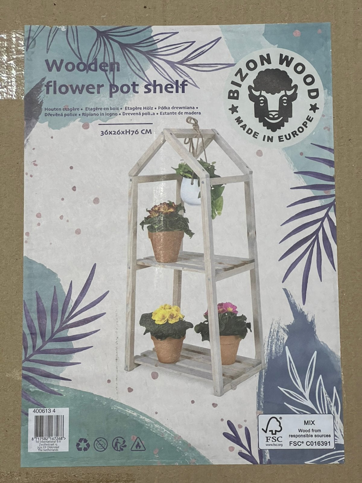 10 stuks Bizon Wood Houten Plantenrek/Etagère (36x26x76 cm), Tuin en Terras, Ophalen, Minder dan 60 cm, Nieuw, Overige vormen