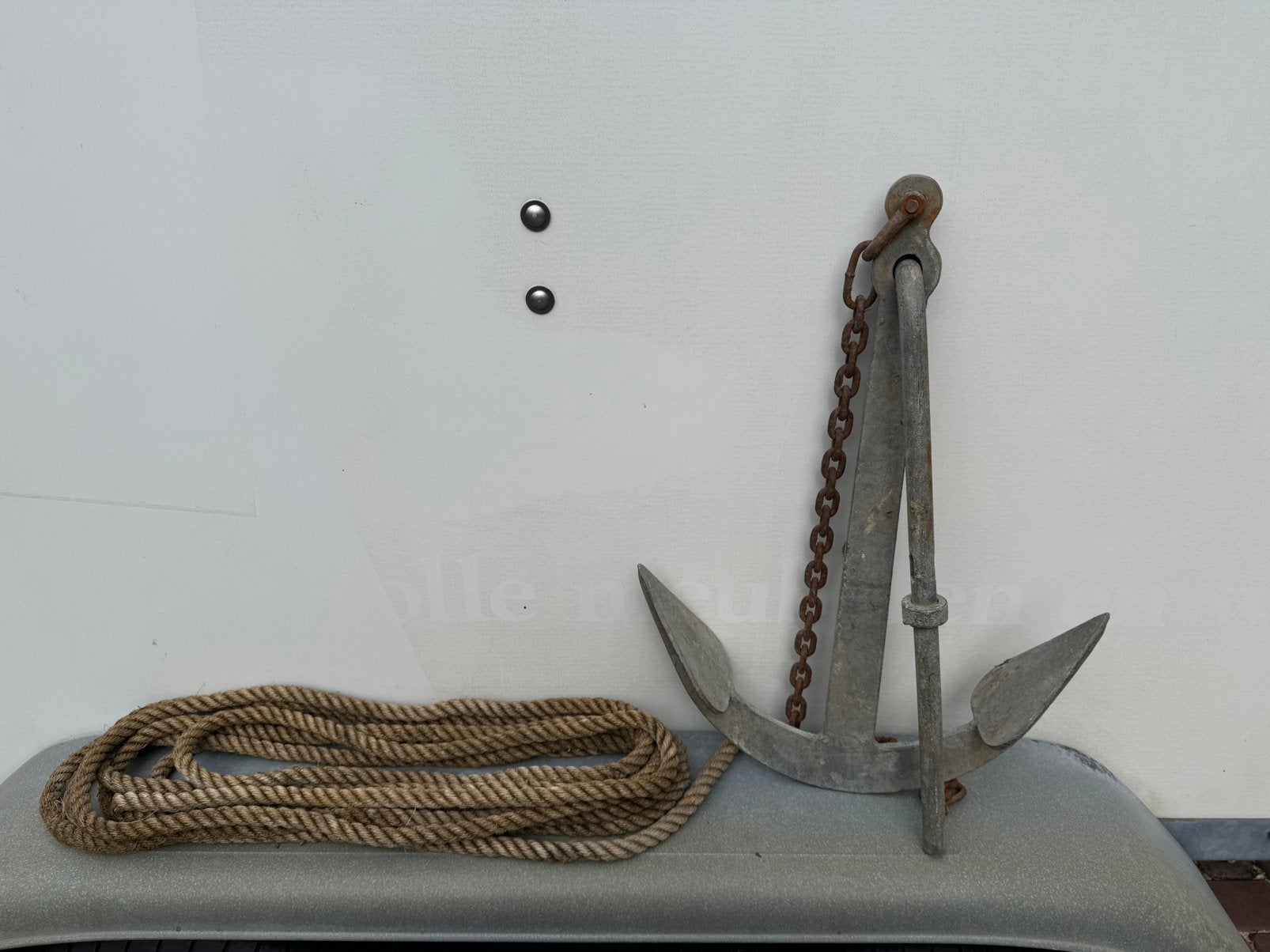 Gegalvaniseerd anker met ketting en touw, Watersport en Boten, Ophalen, Ankeren en Afmeren, Gebruikt, Bxnx