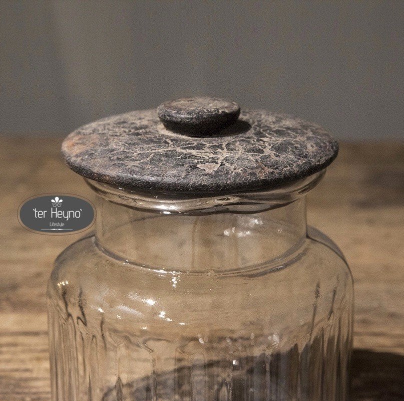 Glazen voorraadpot S pot deksel glas stoer sober landelijk, Verzenden, Nieuw, Glas, Landelijk