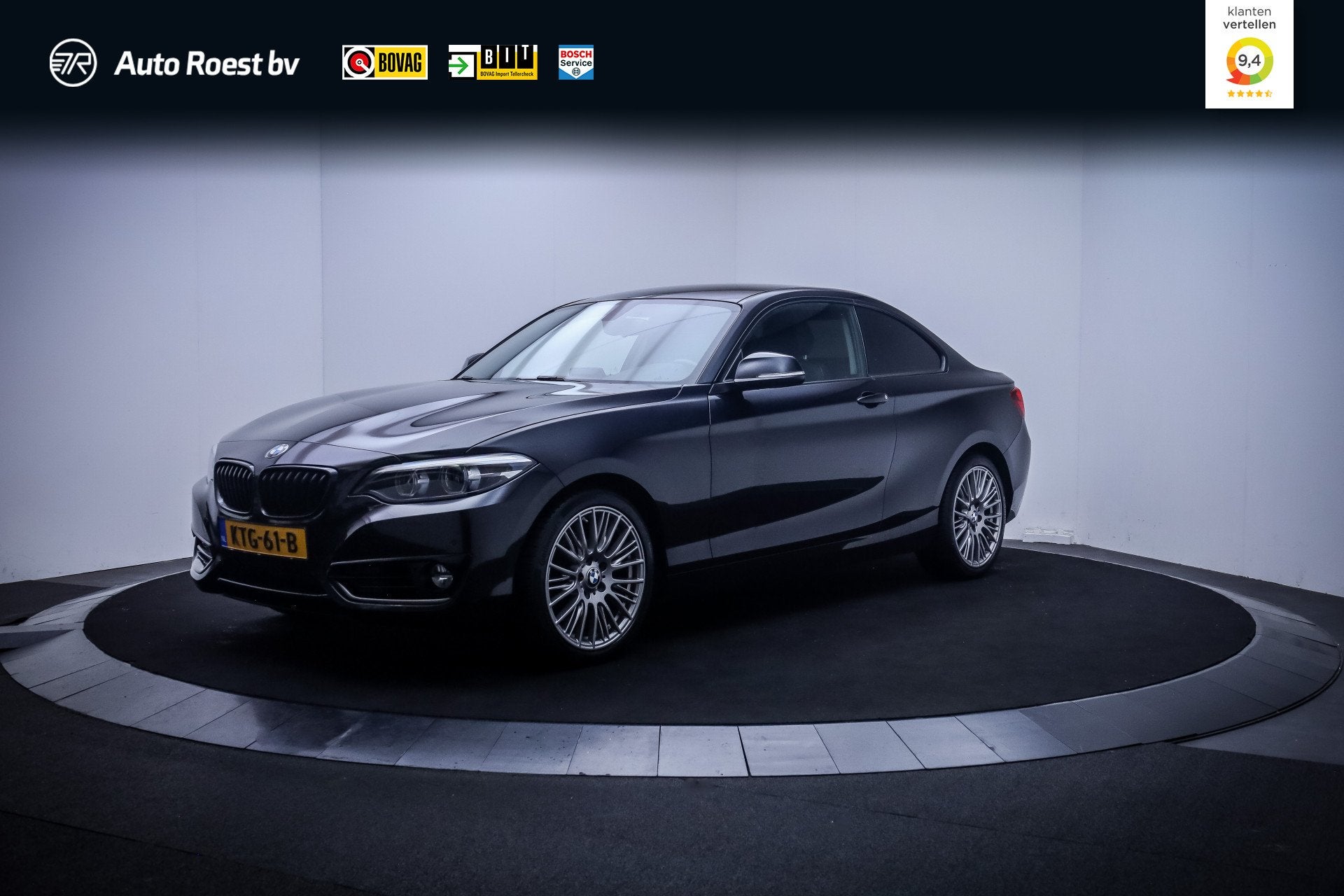 BMW 2 Serie Coupé 218iA SPORTLINE FULL LED | CAMERA | STOEL, Gebruikt, Zwart, 3 cilinders, 1300 kg