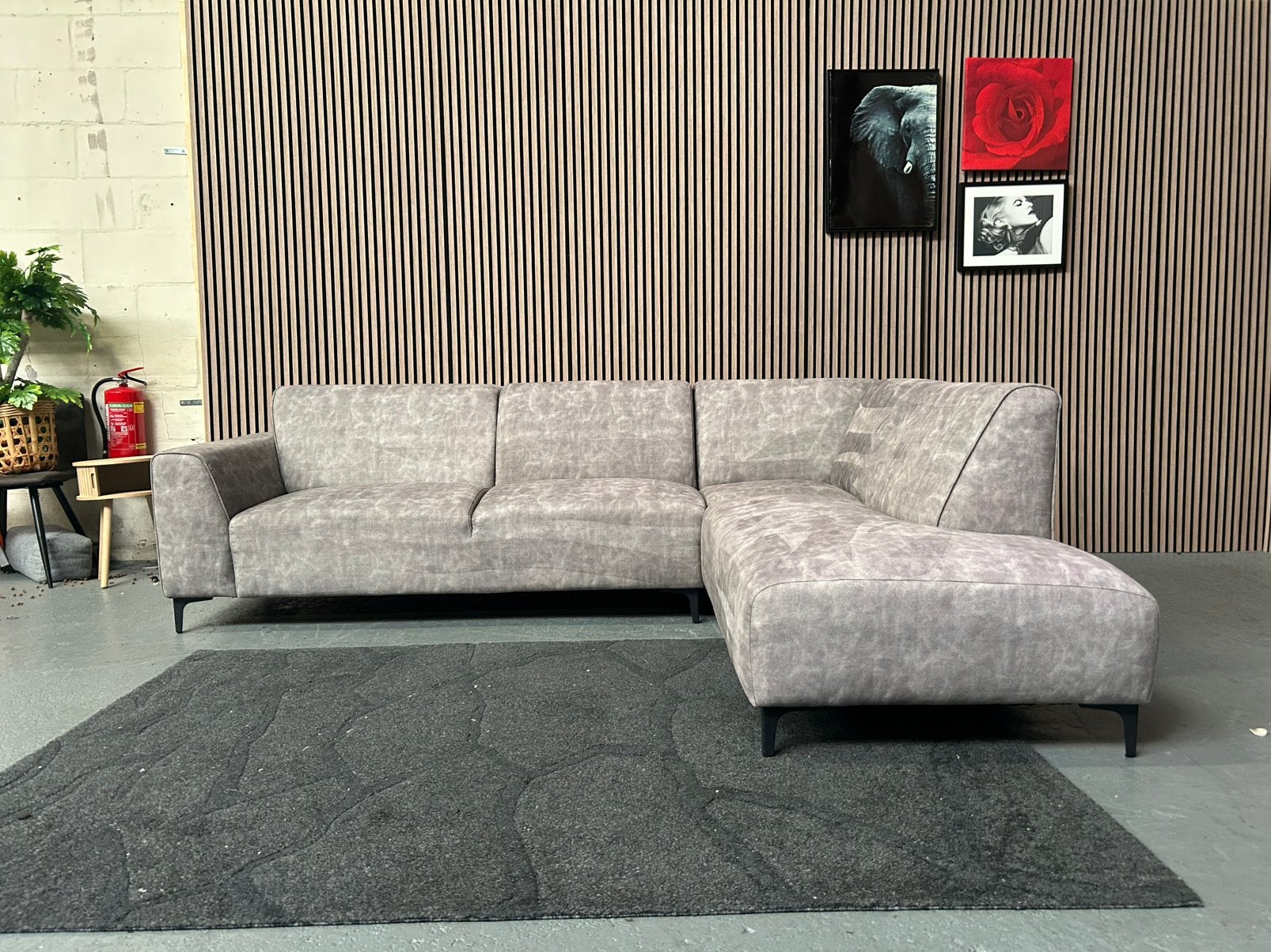 GRATIS LEVERING Hoekbank Velvet Grijs 278X210 GEREINIGD