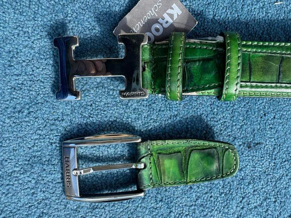 NIEUW Harris riem met 1x gesp/1x gesp met H-logo Groen Croco, Overige kleuren, Verzenden, Echt leder, Nieuw