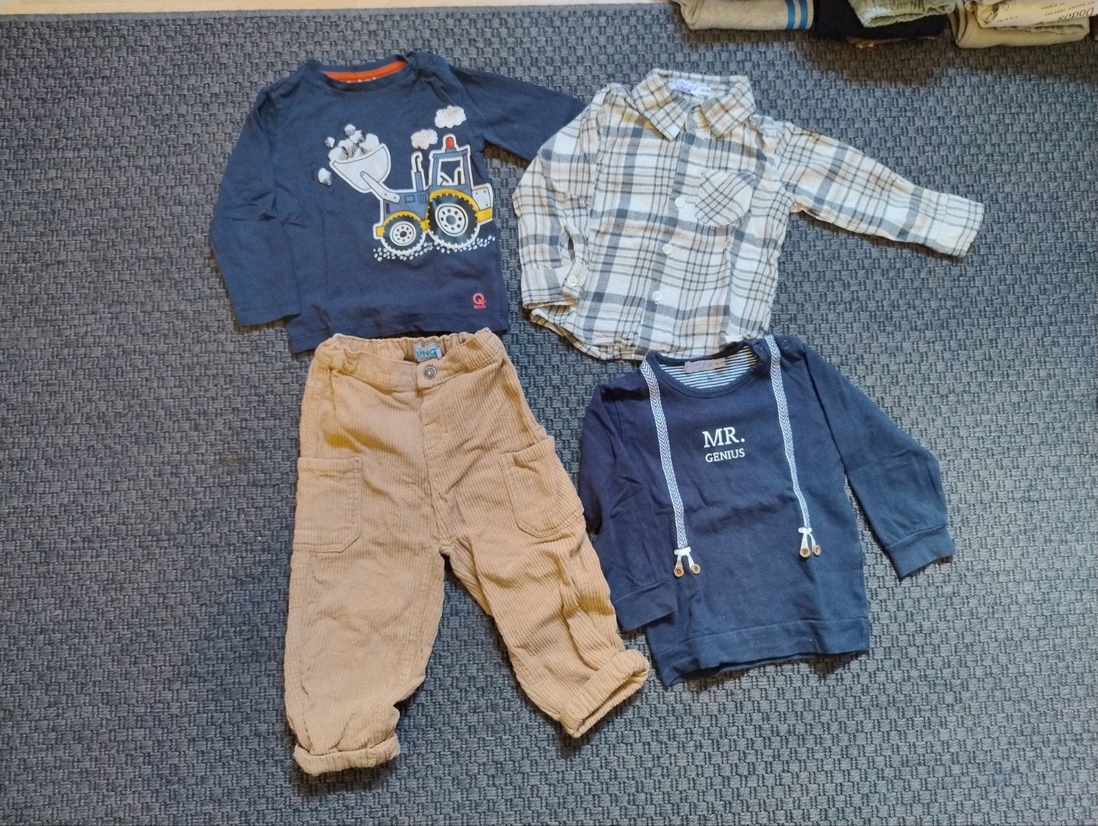 01 Setje kleding jongen maat 86 herfst winter Dirkje Flinq, Ophalen of Verzenden, Gebruikt, Jongetje, Setje