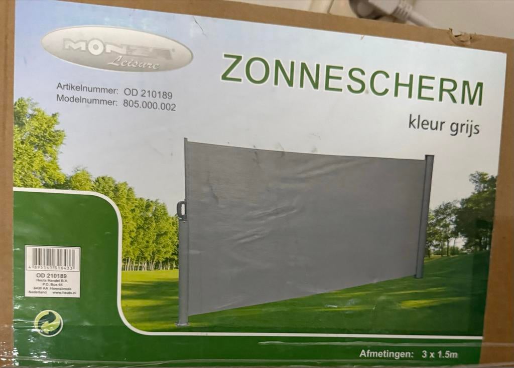 ZONNESCHERM / windscherm Grijs, 3x1.5m, Tuin en Terras, Ophalen of Verzenden, Zo goed als nieuw