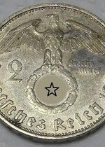 Duitsland 2 Reichsmark 1939 J – Paul von Hindenburg – Zilver, Ophalen of Verzenden, Duitsland, Losse munt, Zilver