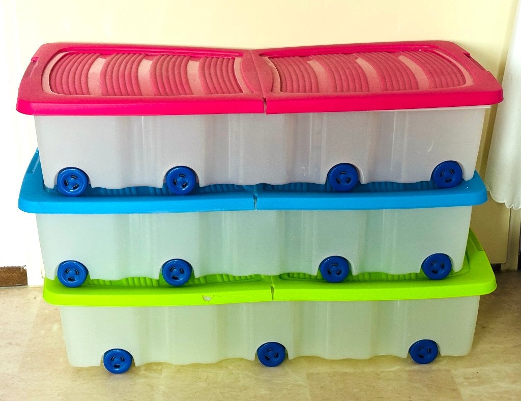 3x Opbergbox met wieltjes rolkist kunststof box - Multibox, Huis en Inrichting, Woonaccessoires | Kisten, Ophalen, Gebruikt, 50 tot 100 cm