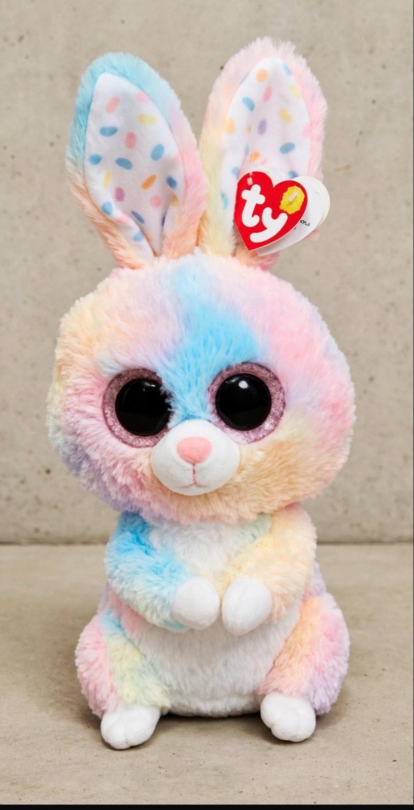 Ty Beanie Boo Konijn - Regenboog Pluche Knuffel, Ophalen of Verzenden, Met label, Meerkleurig, Klein (minder dan 20 cm)