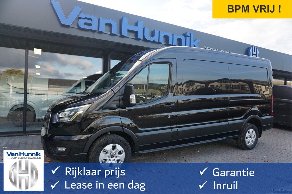 Ford Transit 350L L3H2 Limited AUT-10 RWD 165PK BPM VRIJ 3.5, Achterwielaandrijving, 4 cilinders, Zwart, Bedrijf