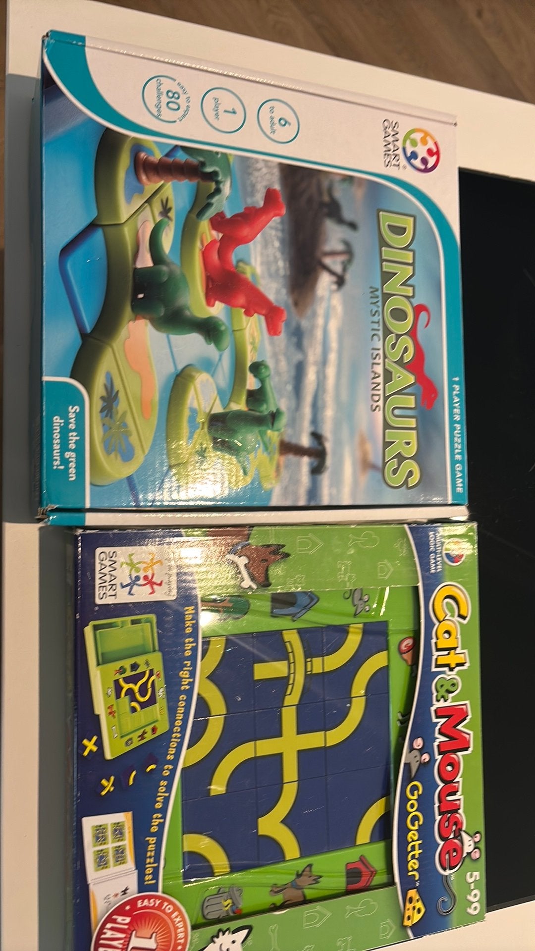 Smart Games Dinosaurs en Cat & Mouse, Ophalen of Verzenden, Zo goed als nieuw