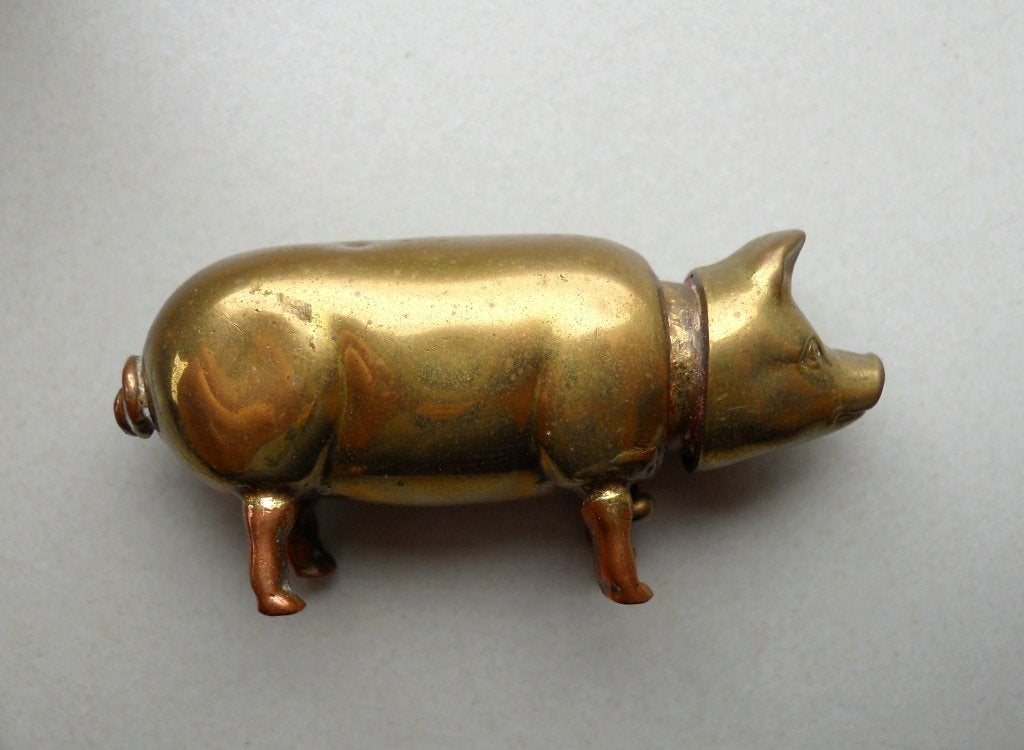 Vintage lipstick varken 1920 / Rouge à lèvres cochon vintage, Ophalen of Verzenden