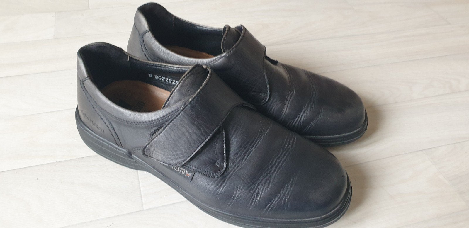 Mephisto Herenschoenen Zwart Leer Klittenband Maat 43, Kleding | Heren, Zwart, Overige typen, Ophalen of Verzenden, Mephisto