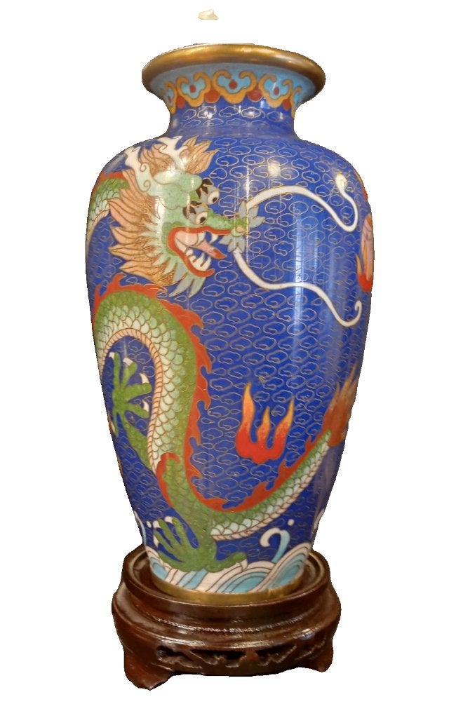Cloisonne vaas met Draak., Ophalen of Verzenden