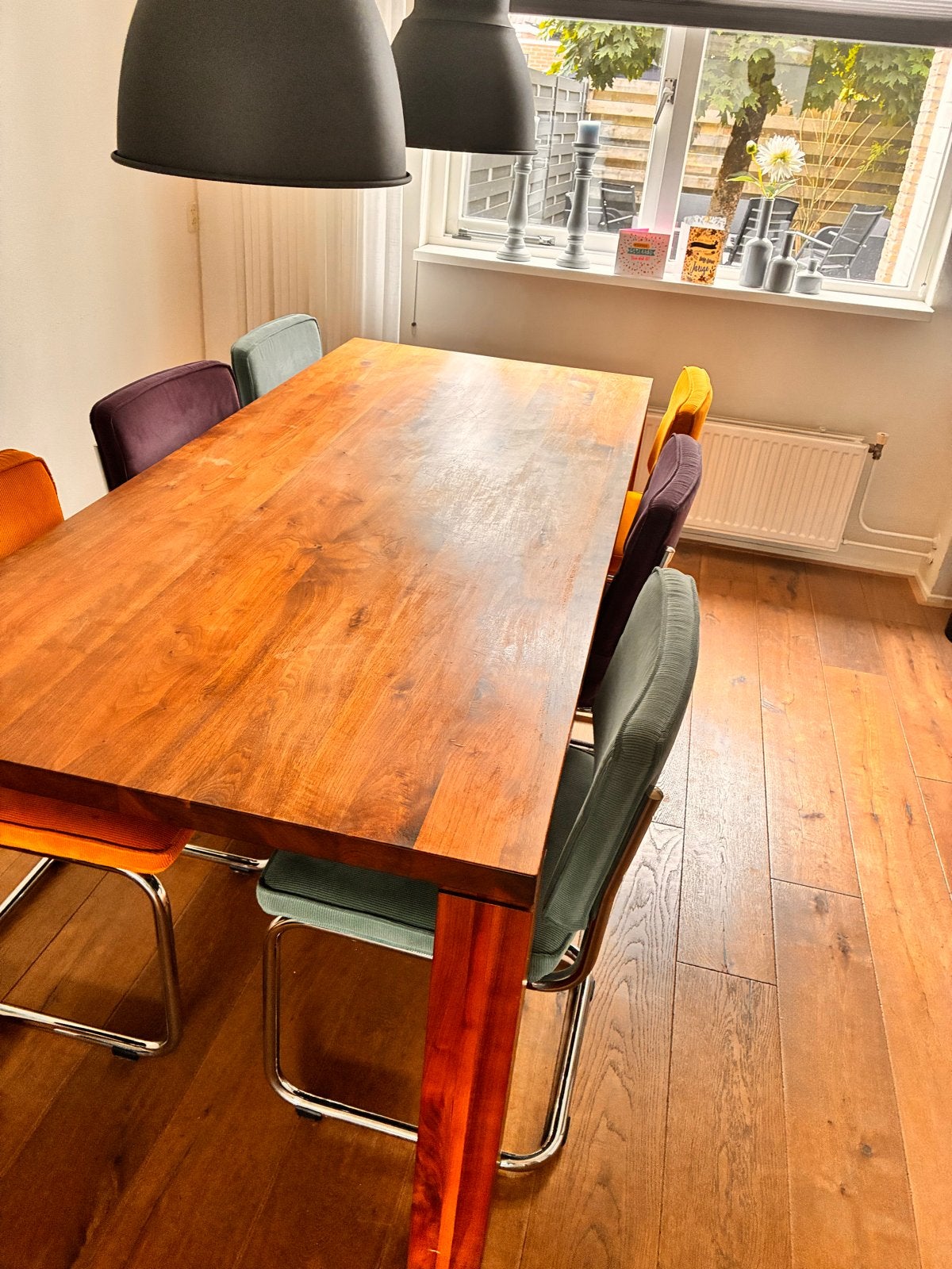 Massief Amerikaans Walnoten Eettafel - 210x90x76cm, Huis en Inrichting, Tafels | Eettafels, Ophalen, 200 cm of meer, 50 tot 100 cm