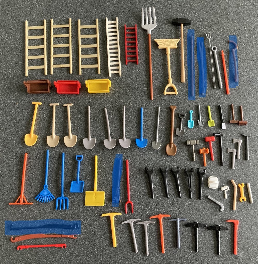 Playmobil gereedschap ladder bezem borstel schep hamer etc, Ophalen of Verzenden, Zo goed als nieuw, Losse onderdelen