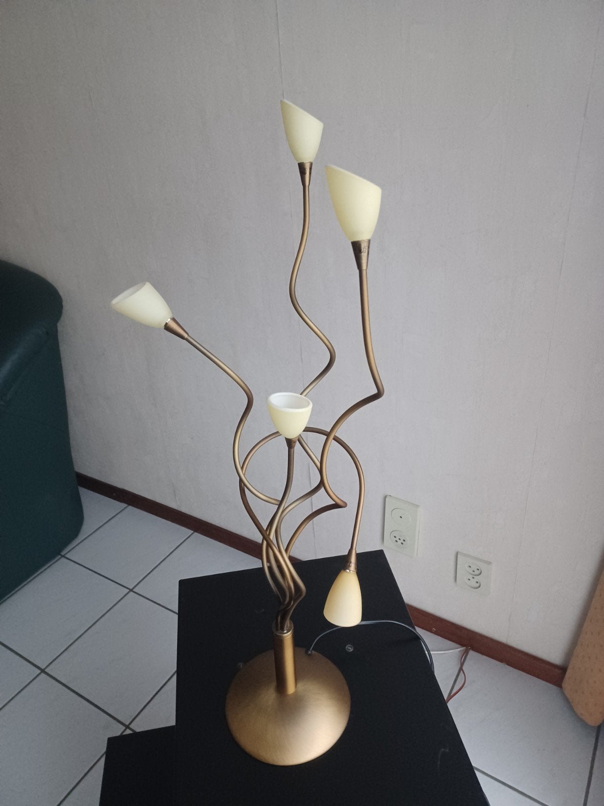 Moderne vloerlamp met 5 lichtpunten - Bronskleurig, Ophalen, Zo goed als nieuw, Glas, Modern, Artistiek