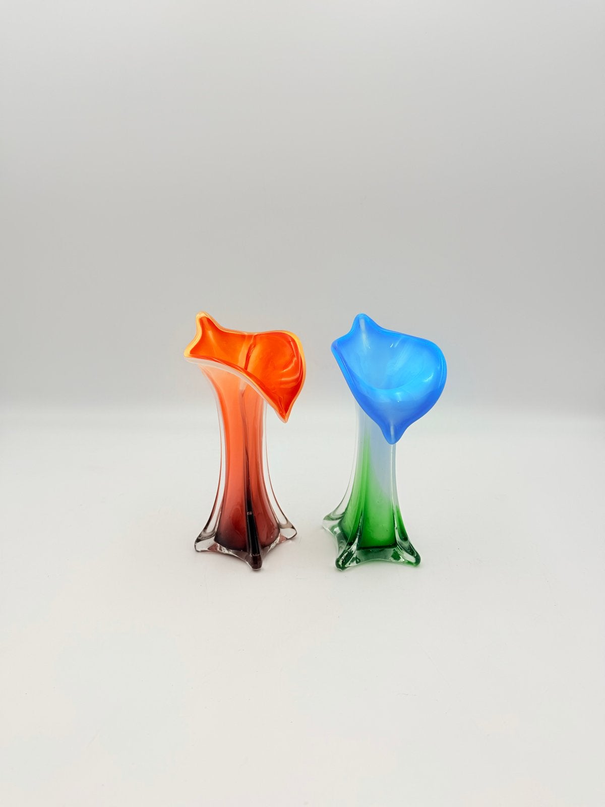 Set van 2 Murano vaasjes - Oranje en Blauw/Groen, Ophalen of Verzenden