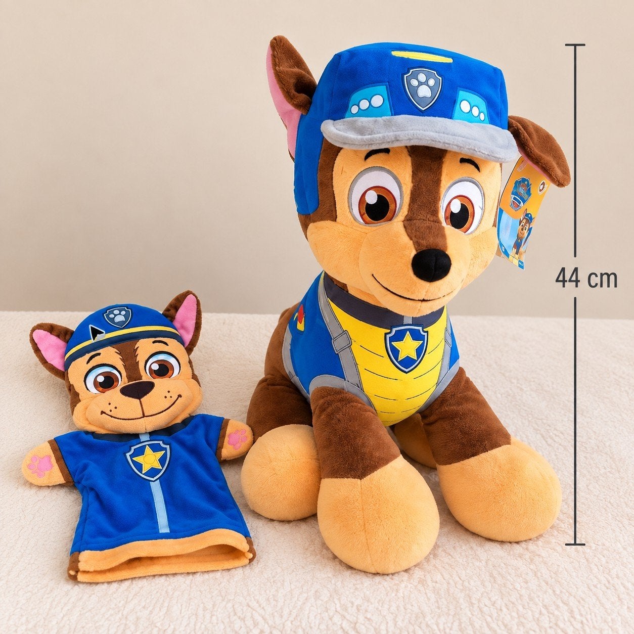 Paw Patrol Chase Knuffel (44 cm) en Handpop Set, Verzenden, Blauw, Hond, Zo goed als nieuw