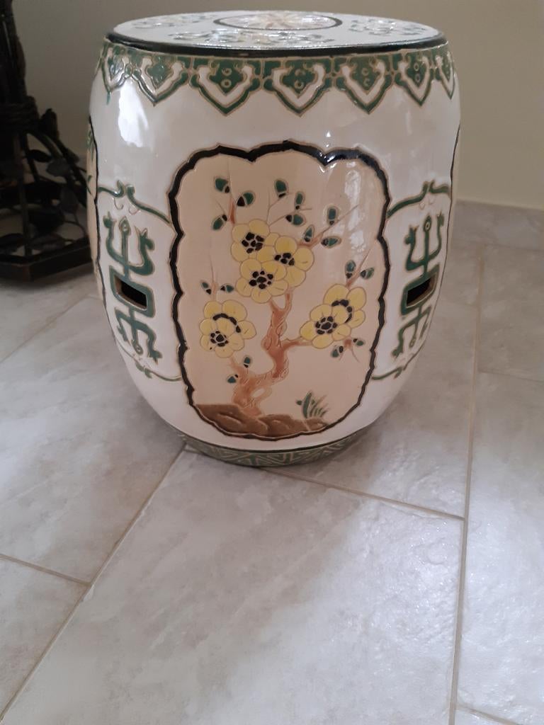 Chinees krukje met bloemen en bamboe decoratie, Antiek en Kunst, Ophalen