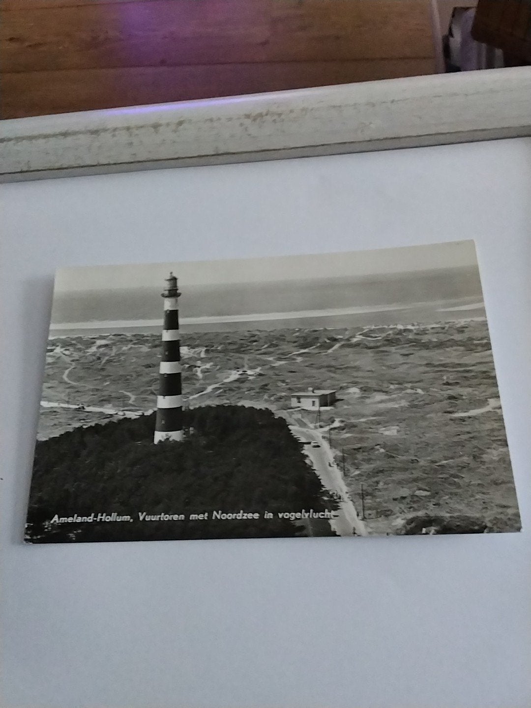 Oude ansichtkaart Ameland-Hollum, Vuurtoren met Noordzee, Ophalen of Verzenden, 1940 tot 1960, Gelopen, Waddeneilanden