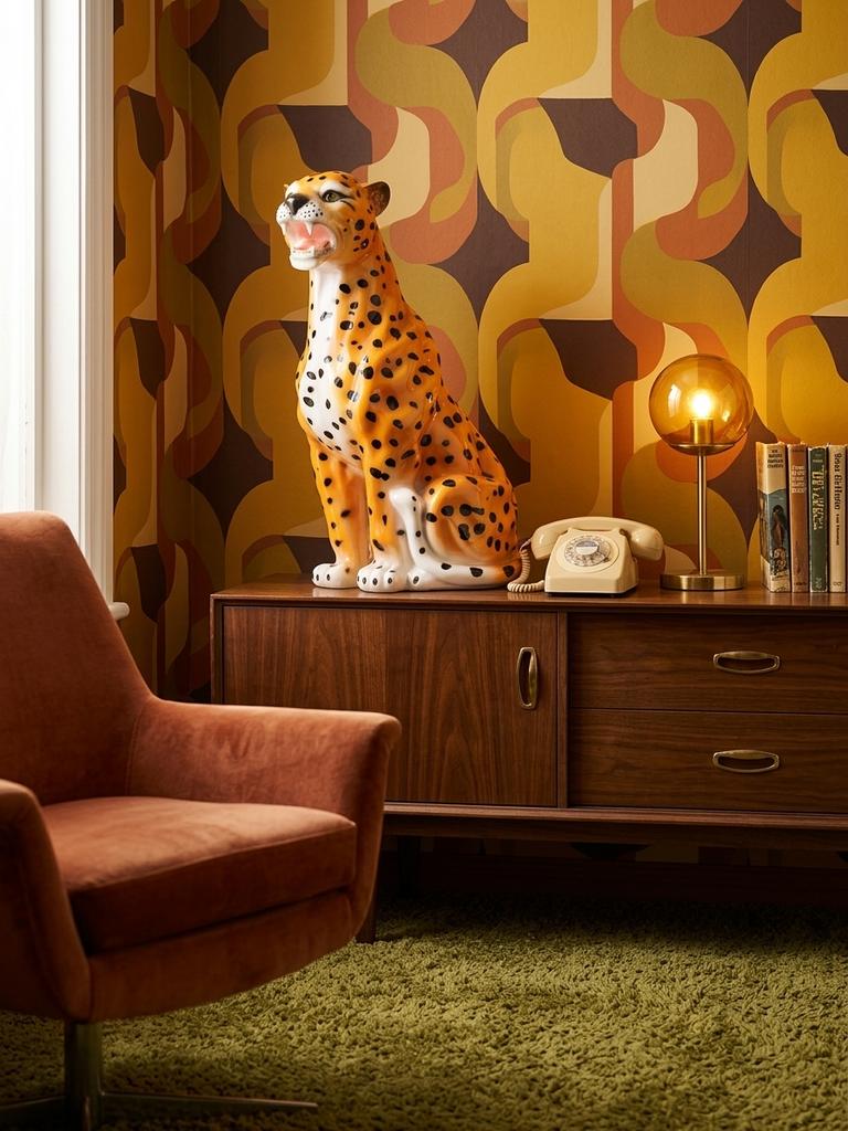 Retro Panter Beeld Polyresin 90cm - Unieke Decoratie, Ophalen of Verzenden, Zo goed als nieuw