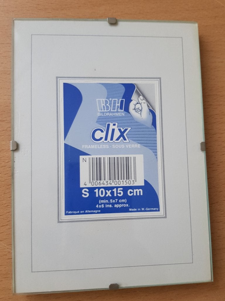 Fotolijstje (glas),  frameless (Clix), Ophalen, Zo goed als nieuw, Hangend, Wissellijst