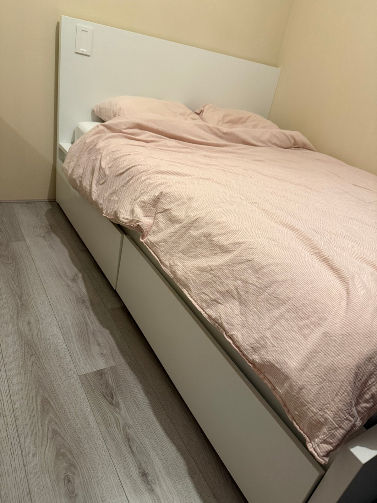 Ikea malm bed 140x200 incl lattenbodem en lades, Ophalen, Wit, Tweepersoons, 140 cm