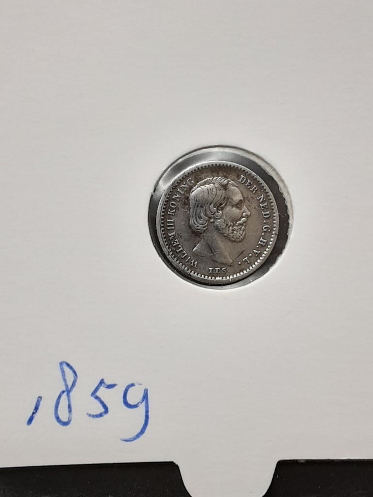 5 cent 1859 koning Willem III, Koning Willem III, Zilver, Ophalen of Verzenden, Losse munt