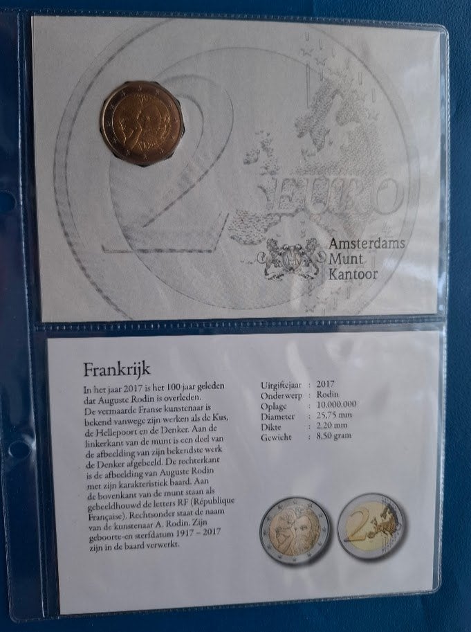 Frankrijk 2 Euro 2017 "Rodin" (AMK) UNC, Postzegels en Munten, Munten | Europa | Euromunten, Verzenden, Frankrijk, 2 euro