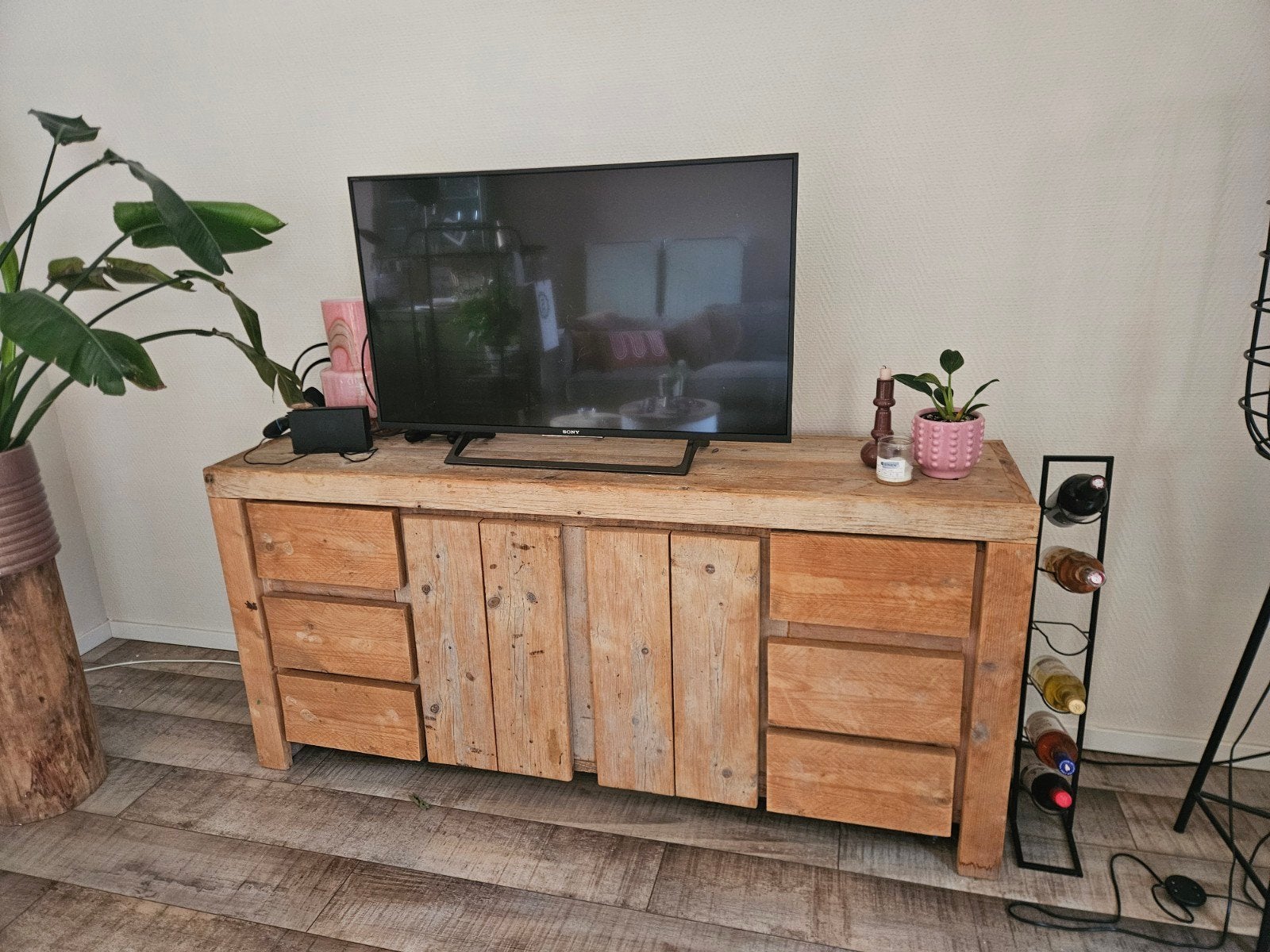 Steigerhouten dressoir met lades en deuren, Ophalen, Gebruikt, Met lade(s), 150 tot 200 cm