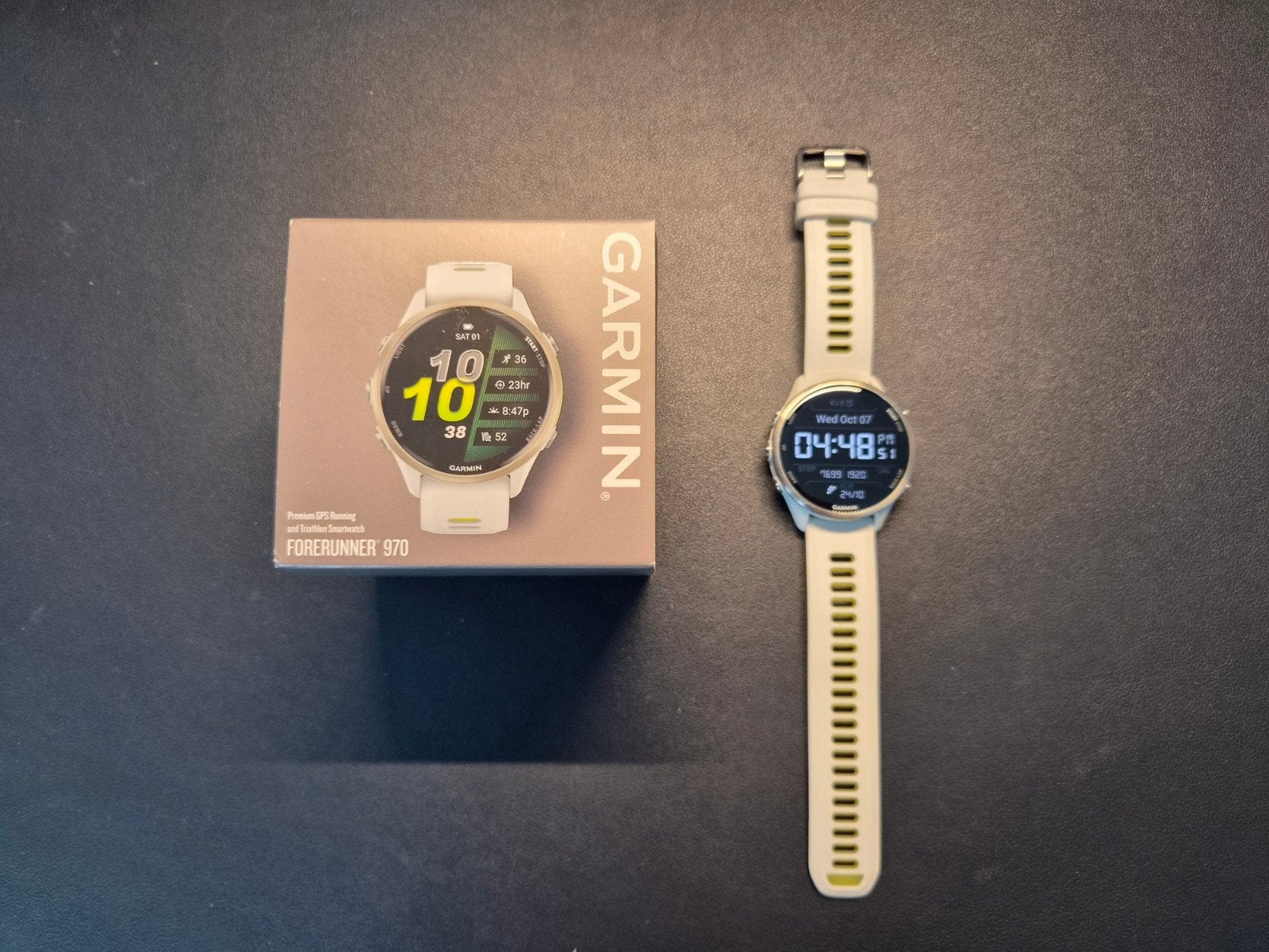 Garmin Forerunner 970 White, Ophalen, Zo goed als nieuw, Zwart, Android
