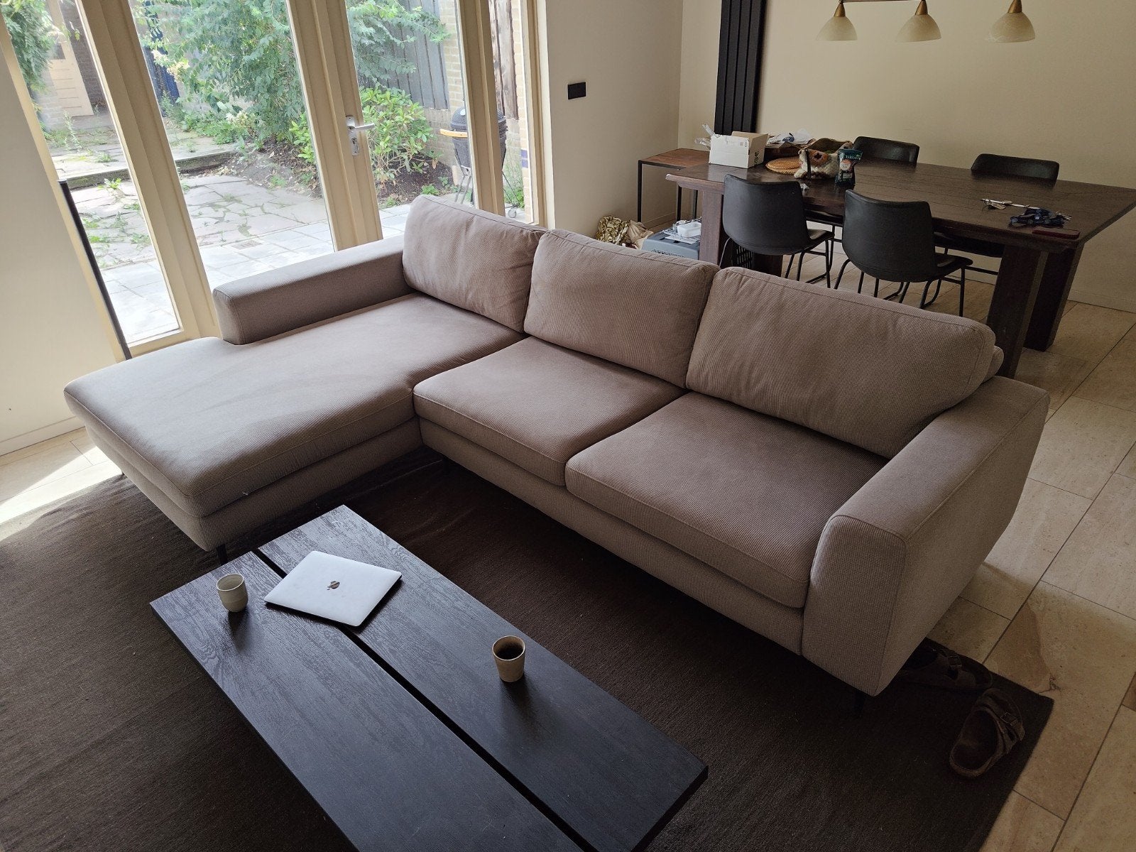 Comfortabele hoekbank met chaise longue van Sevn, Huis en Inrichting, Ophalen, Gebruikt, Stof, Modern, Comfortabel
