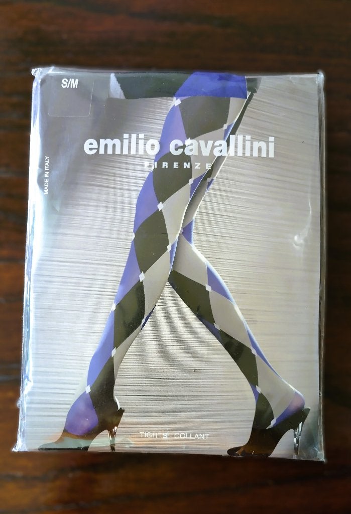 Emilio Cavallini Panty, 90 Denier, Zwart-Blauw-Grijs, S/M, Kleding | Dames, Blauw, Nieuw, Maat 40/42 (M), Ophalen of Verzenden
