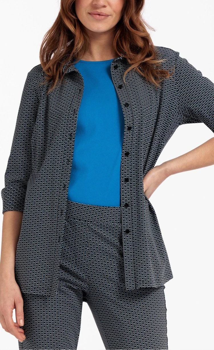 Studio anneloes poppy ring cuff blouse XXL zwart/cobalt, Kleding | Dames, Zwart, Maat 46/48 (XL) of groter, Ophalen of Verzenden