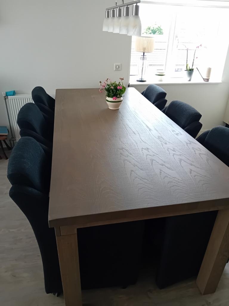 Grote eettafel met 8 stoelen - Ideaal voor gezinnen, Gebruikt, 200 cm of meer, Vijf personen of meer, Modern