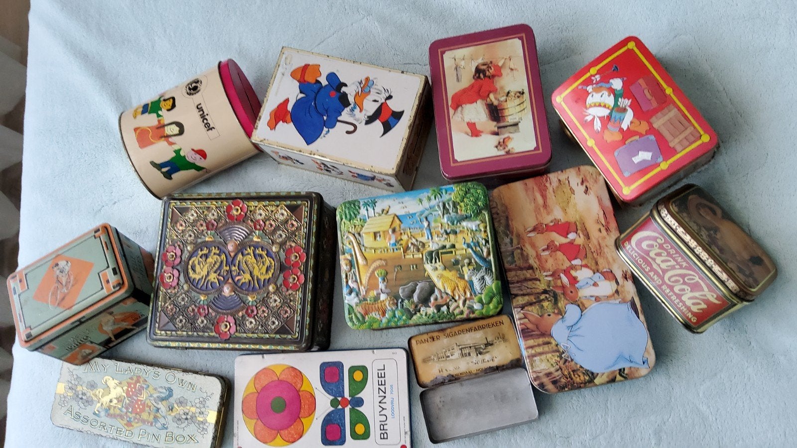 Oude retro blikken Ark van Noach Nederlands en Engelse blik., Verzamelen, Blikken, Ophalen of Verzenden