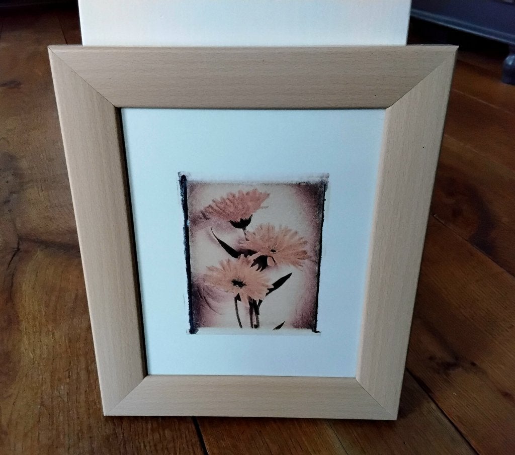 Wanddecoratie - bloemen - in een dik houten lijst, 32 cm, Decoratieobject, Zo goed als nieuw, Botanisch