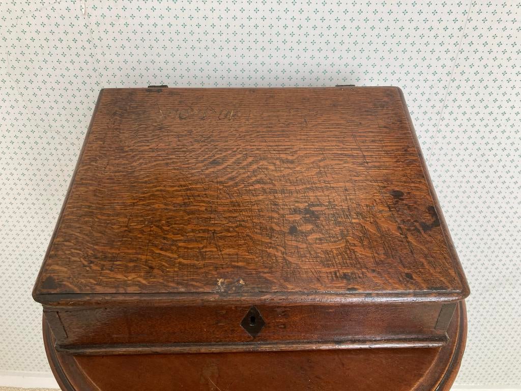 Antieke eikenhouten schrijfdoos / bureau, Antiek en Kunst, Ophalen of Verzenden