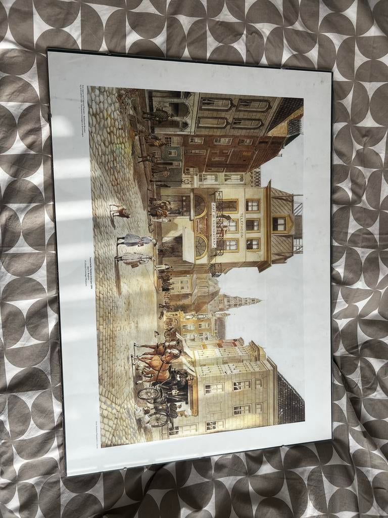 Ingelijste afbeelding 'Tussen de markten in 1890'; 50x70cm, Ophalen of Verzenden