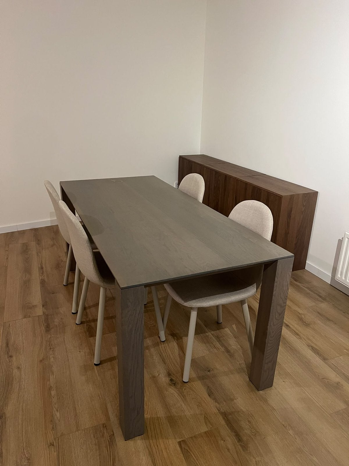 Eettatel met 4 stoelen, Huis en Inrichting, Ophalen of Verzenden, Zo goed als nieuw, Rechthoekig, 50 tot 100 cm