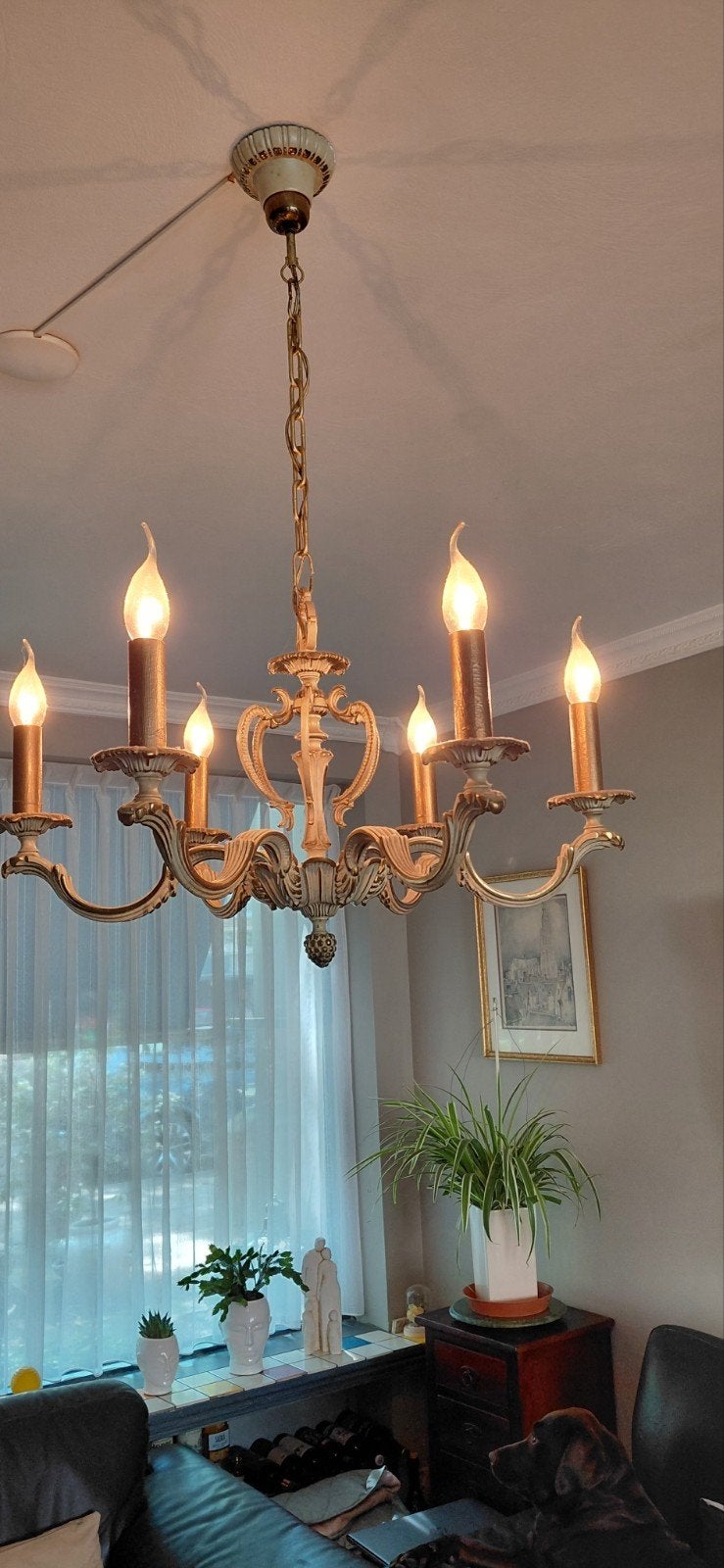Antieke Franse  bronzen Kroonluchter, Huis en Inrichting, Lampen | Kroonluchters, Ophalen, Klassiek Antiek.