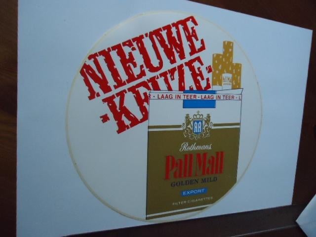 sticker oud PALL MALL Groot origineel tabak sigaret reclame, Verzenden, Zo goed als nieuw, Bedrijf of Vereniging
